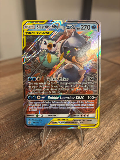 Blastoise & Piplup GX Cosmic Eclipse Ultra Rare 38/236